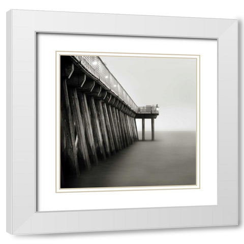 Hermosa Pier White Modern Wood Framed Art Print with Double Matting by Settle, Shane