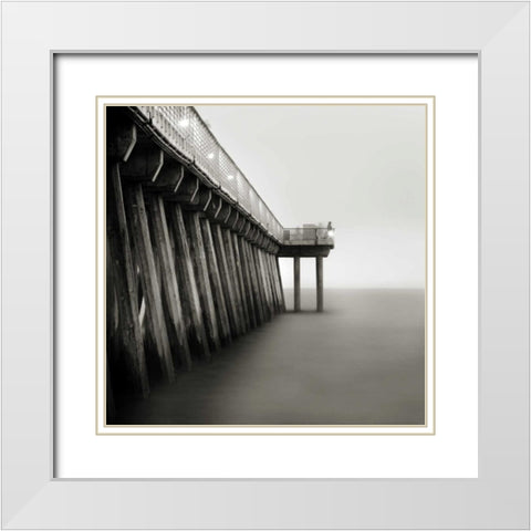 Hermosa Pier White Modern Wood Framed Art Print with Double Matting by Settle, Shane