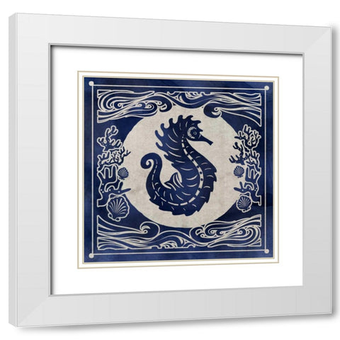 Ink Seahorse White Modern Wood Framed Art Print with Double Matting by Selkirk, Edward