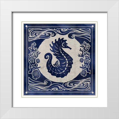 Ink Seahorse White Modern Wood Framed Art Print with Double Matting by Selkirk, Edward