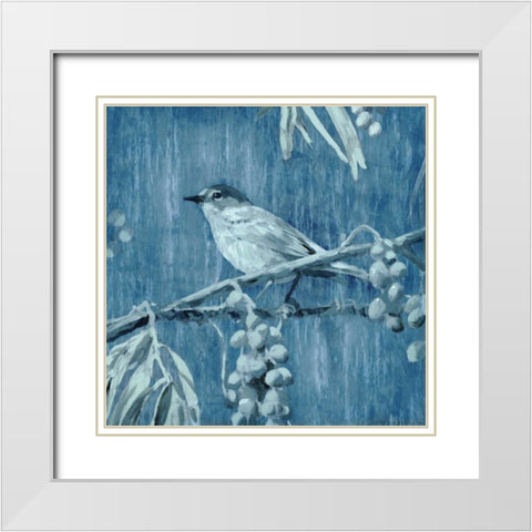 Denim Songbird I White Modern Wood Framed Art Print with Double Matting by Selkirk, Edward