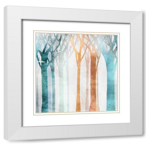 Dancing Tress I White Modern Wood Framed Art Print with Double Matting by Selkirk, Edward