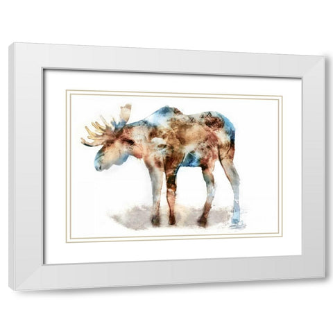 Moose White Modern Wood Framed Art Print with Double Matting by Selkirk, Edward