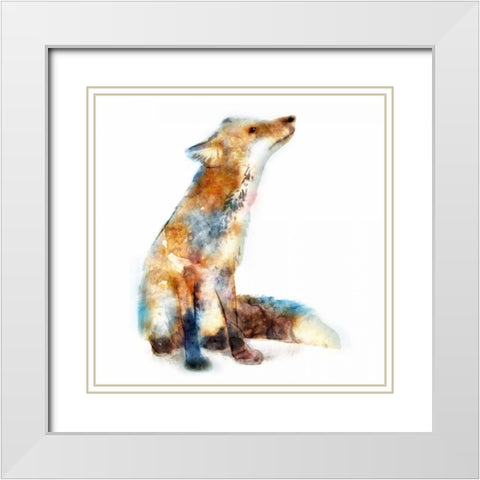 Fox White Modern Wood Framed Art Print with Double Matting by Selkirk, Edward