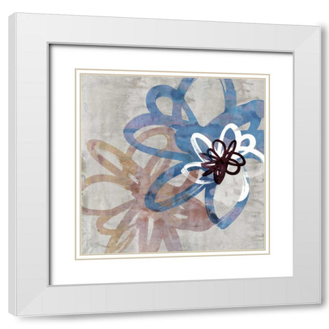 Scribbled Floral II White Modern Wood Framed Art Print with Double Matting by Selkirk, Edward