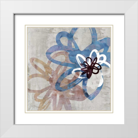Scribbled Floral II White Modern Wood Framed Art Print with Double Matting by Selkirk, Edward