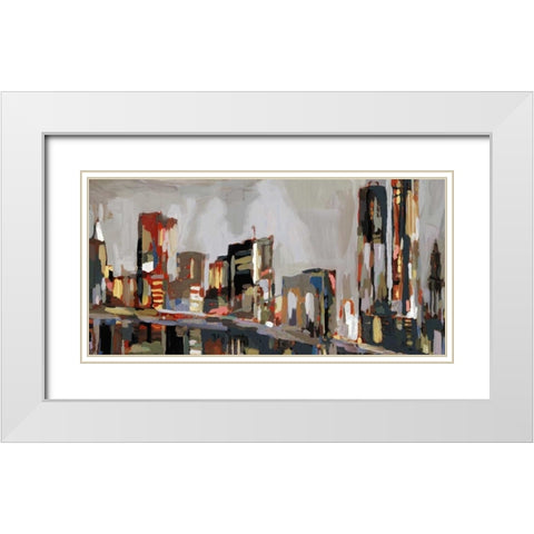Manhattan Nights  White Modern Wood Framed Art Print with Double Matting by Selkirk, Edward