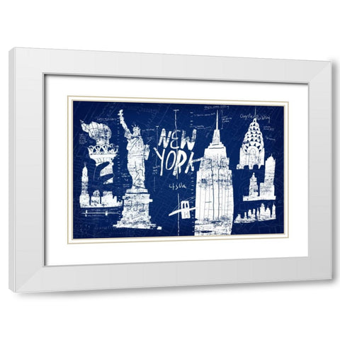 New York Blue White Modern Wood Framed Art Print with Double Matting by Selkirk, Edward
