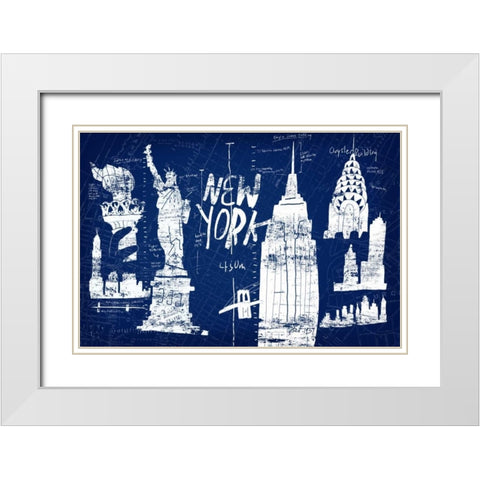 New York Blue White Modern Wood Framed Art Print with Double Matting by Selkirk, Edward