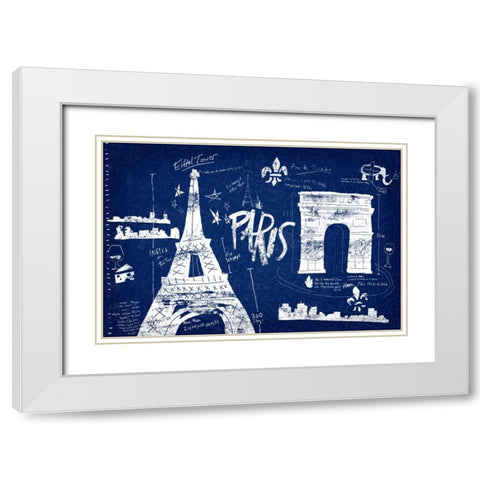 Paris Blue White Modern Wood Framed Art Print with Double Matting by Selkirk, Edward