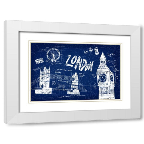 London Blue White Modern Wood Framed Art Print with Double Matting by Selkirk, Edward