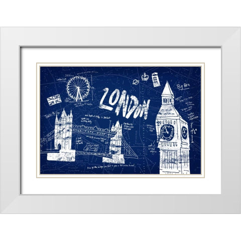 London Blue White Modern Wood Framed Art Print with Double Matting by Selkirk, Edward