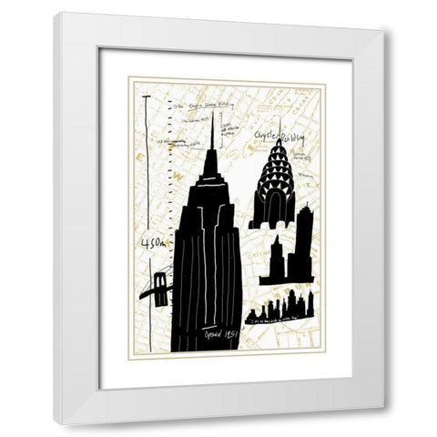 NY Deco I White Modern Wood Framed Art Print with Double Matting by Selkirk, Edward