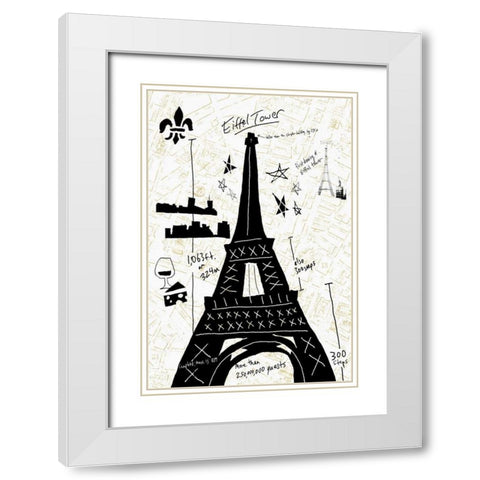Paris Gold I White Modern Wood Framed Art Print with Double Matting by Selkirk, Edward