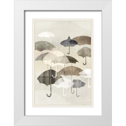 Umbrella Rain I White Modern Wood Framed Art Print with Double Matting by Selkirk, Edward