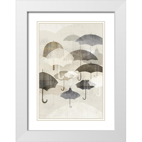 Umbrella Rain II White Modern Wood Framed Art Print with Double Matting by Selkirk, Edward