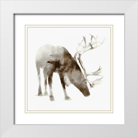 Caribou White Modern Wood Framed Art Print with Double Matting by Selkirk, Edward