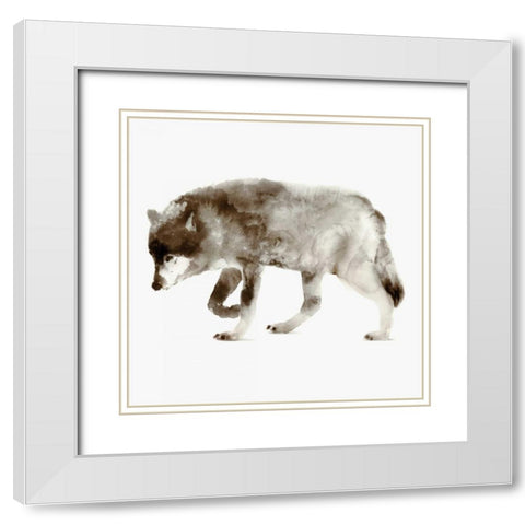 Wolf White Modern Wood Framed Art Print with Double Matting by Selkirk, Edward