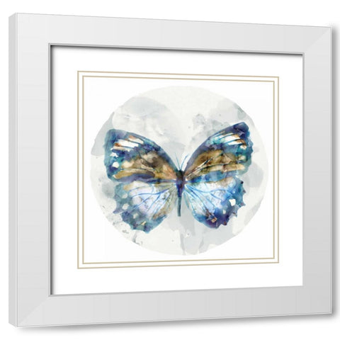 Indigo Butterfly I White Modern Wood Framed Art Print with Double Matting by Selkirk, Edward