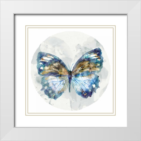 Indigo Butterfly I White Modern Wood Framed Art Print with Double Matting by Selkirk, Edward