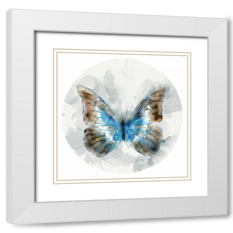Indigo Butterfly II White Modern Wood Framed Art Print with Double Matting by Selkirk, Edward
