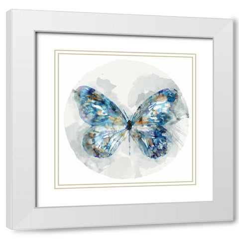 Indigo Butterfly III White Modern Wood Framed Art Print with Double Matting by Selkirk, Edward