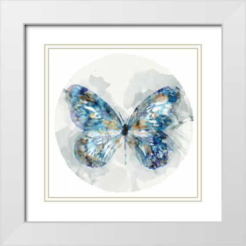 Indigo Butterfly III White Modern Wood Framed Art Print with Double Matting by Selkirk, Edward