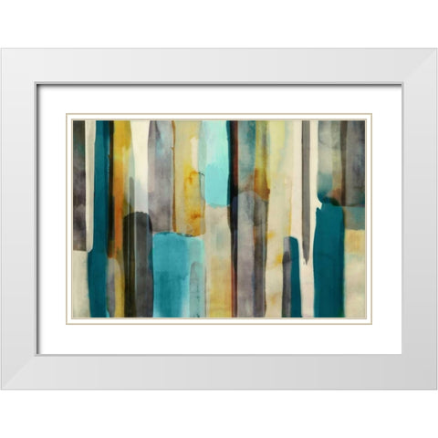 Woven in Teal - Mini White Modern Wood Framed Art Print with Double Matting by Selkirk, Edward