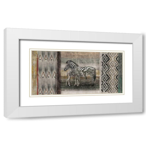 Tribal Zebras White Modern Wood Framed Art Print with Double Matting by Selkirk, Edward