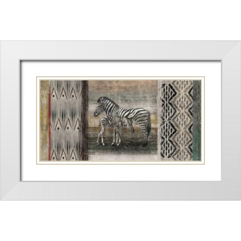 Tribal Zebras White Modern Wood Framed Art Print with Double Matting by Selkirk, Edward