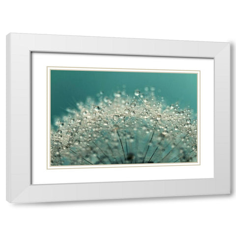 Cyan Sparkles White Modern Wood Framed Art Print with Double Matting by Johnstone, Sharon