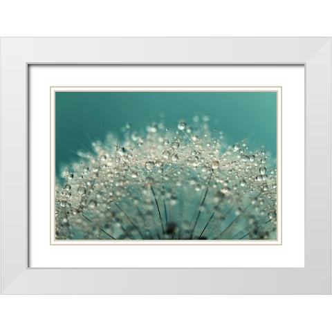 Cyan Sparkles White Modern Wood Framed Art Print with Double Matting by Johnstone, Sharon