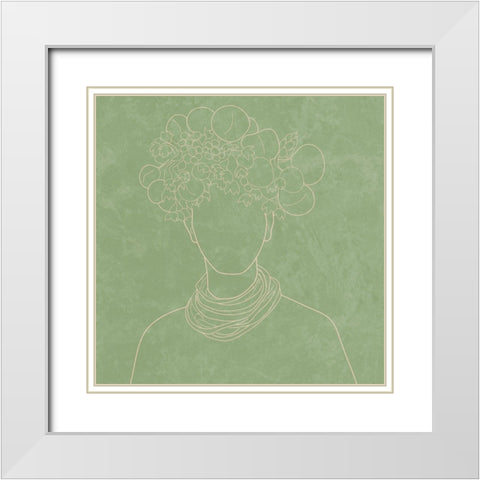 Africa Live Collection African Man Green Version  White Modern Wood Framed Art Print with Double Matting by Balbuena, Sabrina