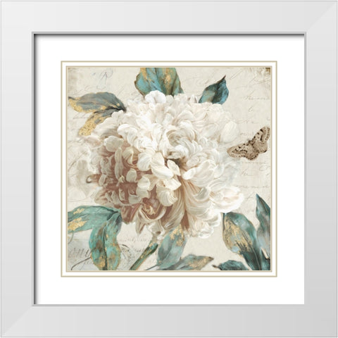 Morning Peony I White Modern Wood Framed Art Print with Double Matting by Theodosiou, Matina