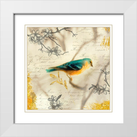 Backyard Birds I White Modern Wood Framed Art Print with Double Matting by Theodosiou, Matina