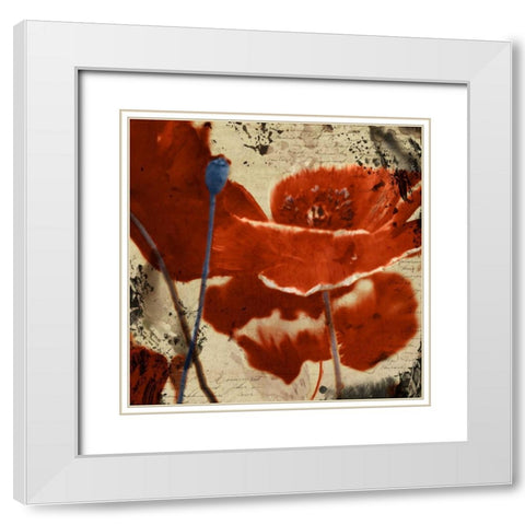 Poppy Love I White Modern Wood Framed Art Print with Double Matting by Theodosiou, Matina