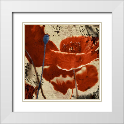 Poppy Love I White Modern Wood Framed Art Print with Double Matting by Theodosiou, Matina