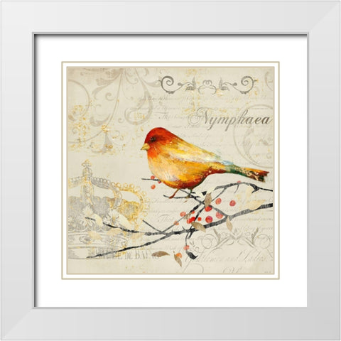 Sing Song Bird II White Modern Wood Framed Art Print with Double Matting by Theodosiou, Matina