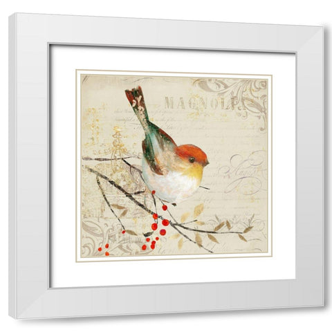 Bird for Laura III White Modern Wood Framed Art Print with Double Matting by Theodosiou, Matina