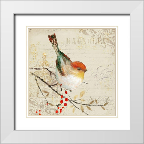 Bird for Laura III White Modern Wood Framed Art Print with Double Matting by Theodosiou, Matina