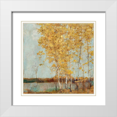 Gold Sway White Modern Wood Framed Art Print with Double Matting by Theodosiu, Matina