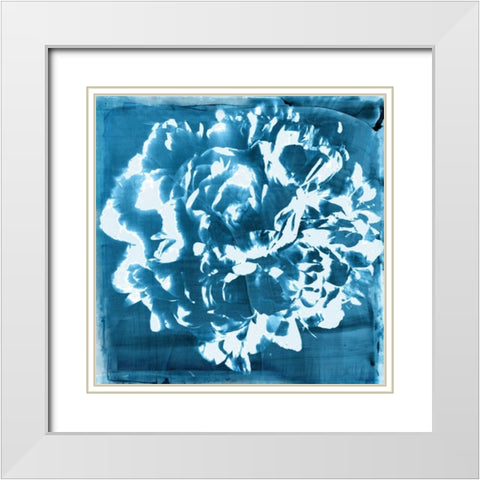 Indigo Floret I White Modern Wood Framed Art Print with Double Matting by Theodosiou, Matina