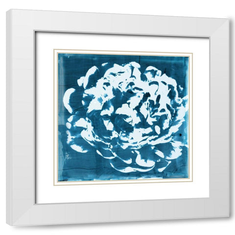 Indigo Floret III White Modern Wood Framed Art Print with Double Matting by Theodosiou, Matina