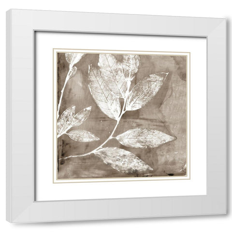 Petal Imprint I Neutral Version White Modern Wood Framed Art Print with Double Matting by Theodosiou, Matina