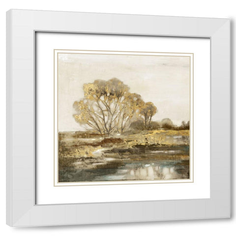 Golden Forest I White Modern Wood Framed Art Print with Double Matting by Theodosiou, Matina