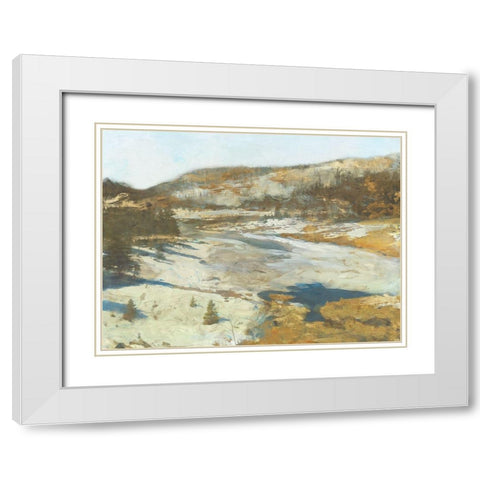 Snovy Hills White Modern Wood Framed Art Print with Double Matting by Theodosiou, Matina