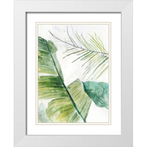 Tropical Greenary II White Modern Wood Framed Art Print with Double Matting by Theodosiou, Matina