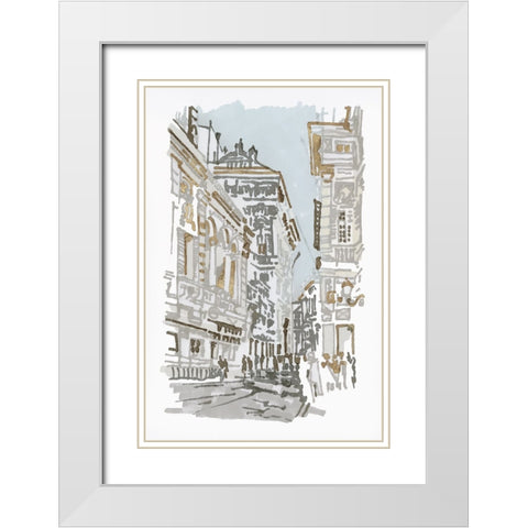 Via del Corso White Modern Wood Framed Art Print with Double Matting by Stellar Design Studio