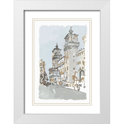 Via Roma White Modern Wood Framed Art Print with Double Matting by Stellar Design Studio