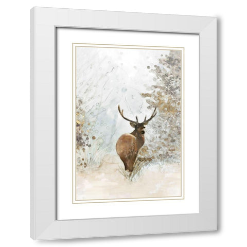 Grand Elk I  White Modern Wood Framed Art Print with Double Matting by Stellar Design Studio